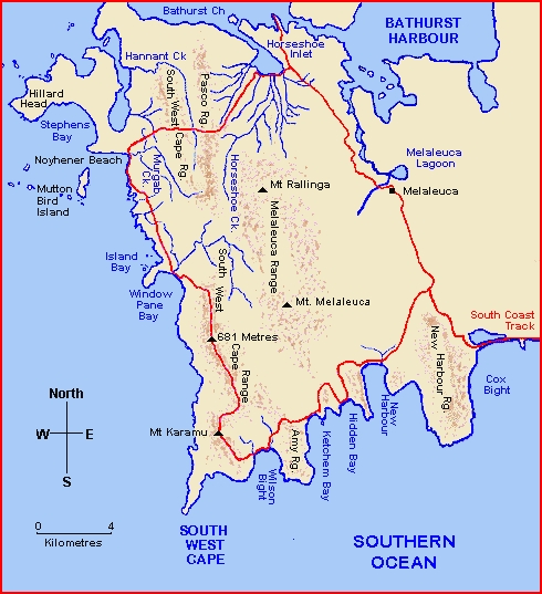 South West Cape Map