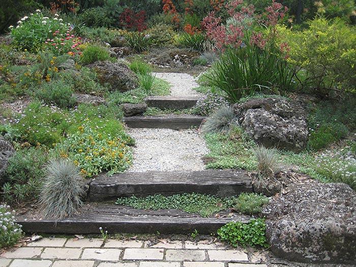 Paths and steps through the garden