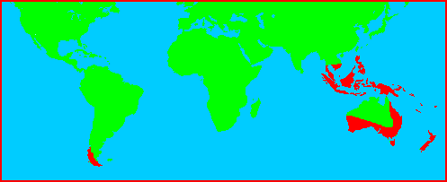Worldwide distribution of the Subfamily Epacridoideae